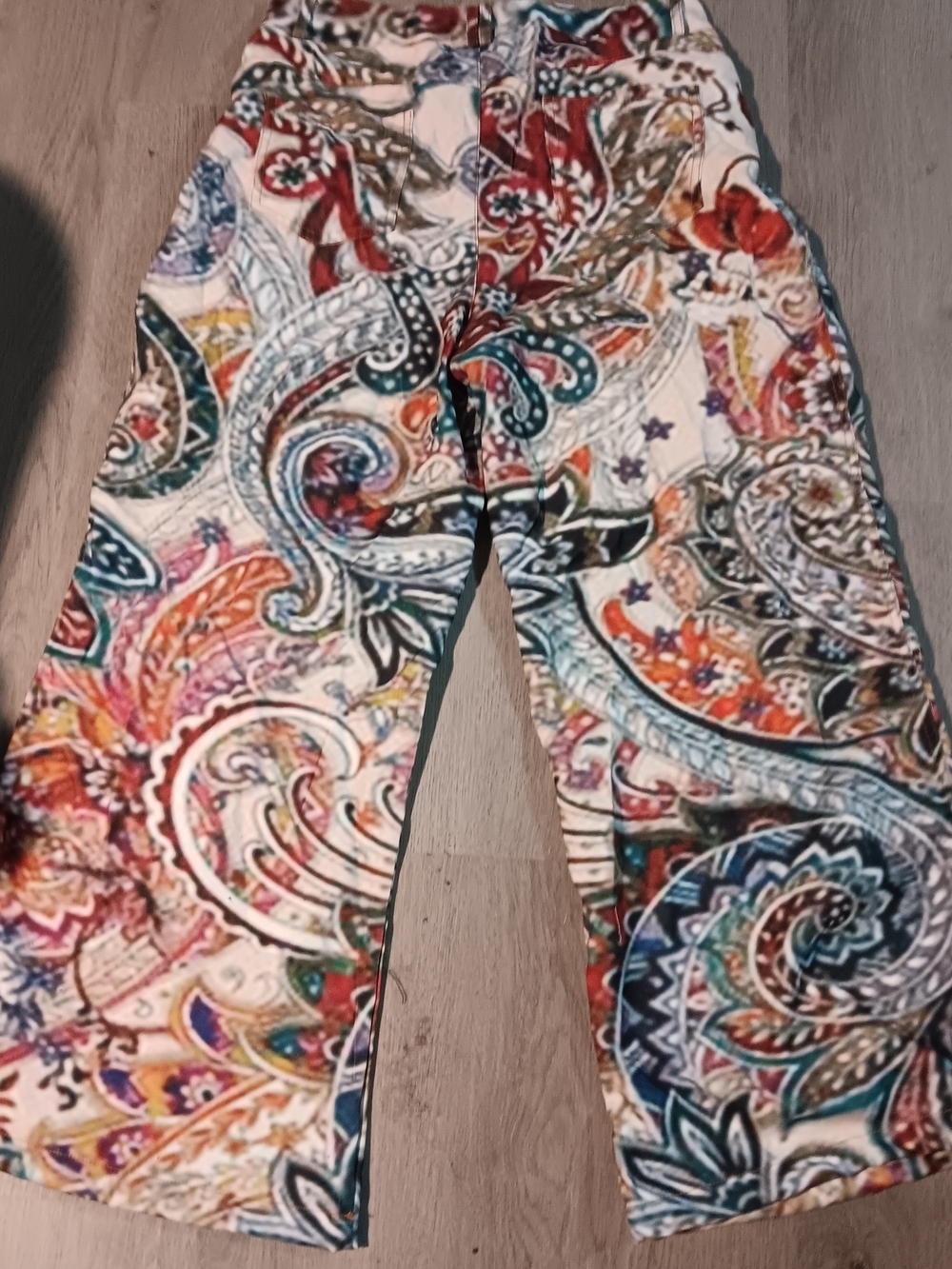 Multi-Color Paisley Wide-Leg Women's Jeans - Picture 3 of 5